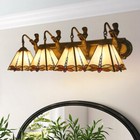 Tiffany Beige Dragonfly Wall Mount Light Stained Glass Vanity Lighting Bathroom