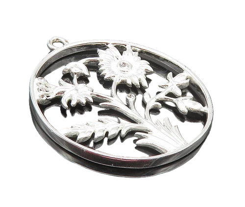 CAROLEE 925 Sterling Silver Shiny Topaz Accent Flowers Motif Pendant PT7183