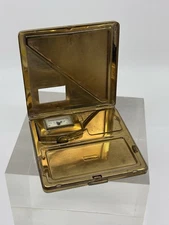 Vintage Compact Built In Clock Never Used Illinois Watch Case Co Elgin IL READ*