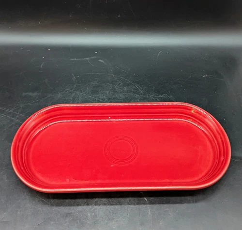 Vintage Fiesta Scarlet Red Oval Bread Tray Platter 12" HLC USA