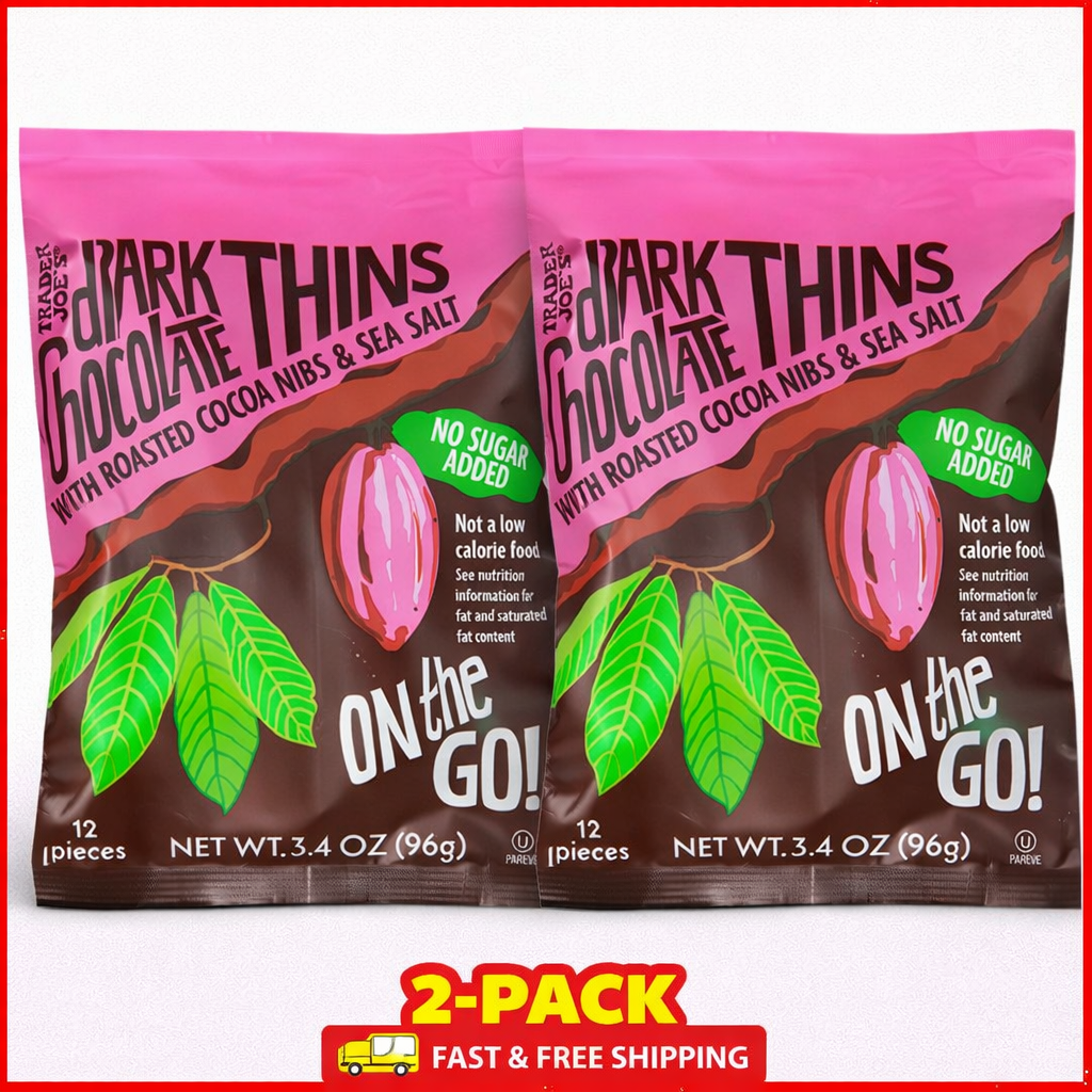 2-Pack Trader Joe's Dark Chocolate Thins On the Go! No Sugar Added