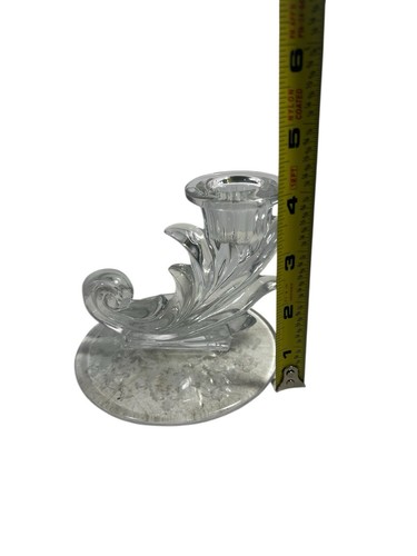 Vintage Fostoria Baroque Glass Taper Candle Holder Chintz Floral Etching - Picture 4 of 11
