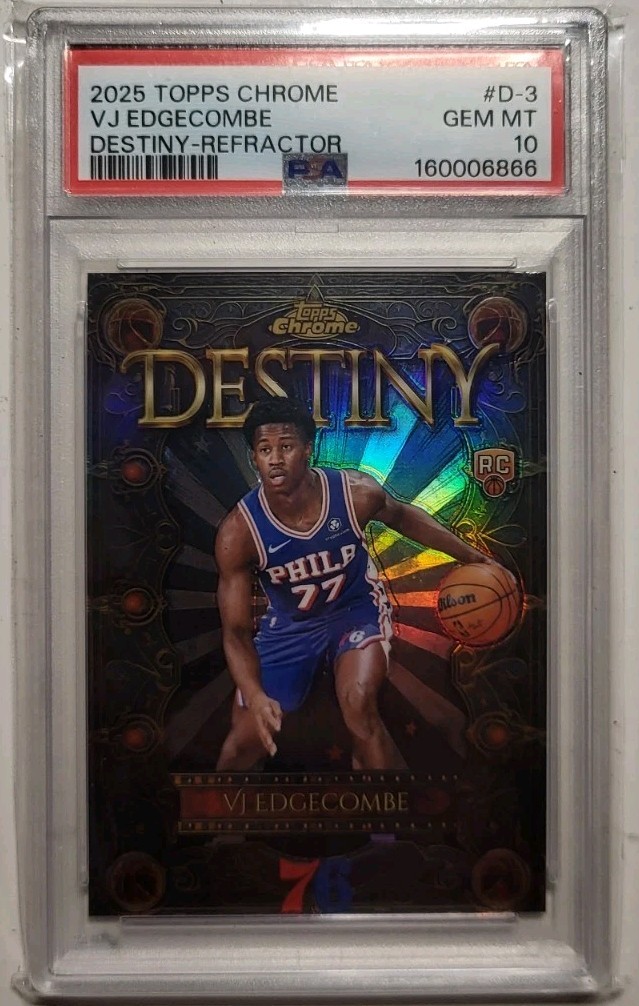 2025 Topps Chrome #D-3 VJ Edgecombe Destiny Refractor PSA 10