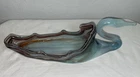 VTG BLUE SWIRL W/ BROWN SWIRLS MURANO TYPE BLOWN GLASS SWAN CANDY DISH  17”LONG