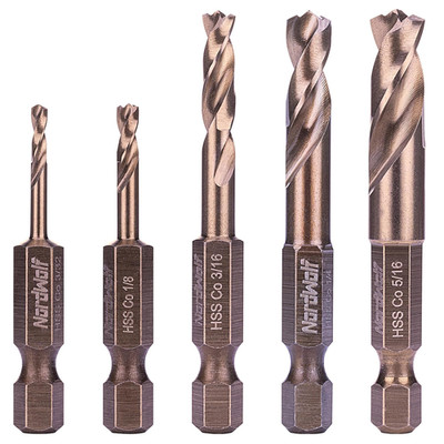 Nordwolf 5-Piece M35 Cobalt Stubby Drill Bit Set for Stainless Steel & Hard Meta