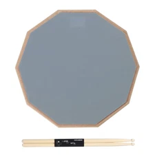 Practice Drum Pad Set, 12 Inch Silent Snare Drum Pad with Drumsticks (Gray)