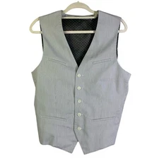 EXPRESS Vest Light Gray Pinstripe Single-Breasted Suit Vest Small
