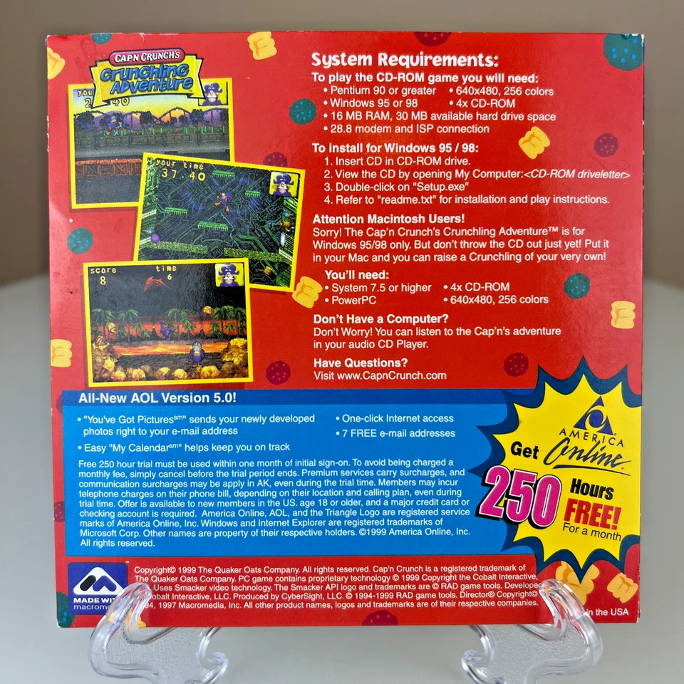 Vintage 1999 CAP'N CRUNCH CRUNCHLING ADVENTURE CD ROM PC Game Windows 95 98 AOL - Image 3 of 3