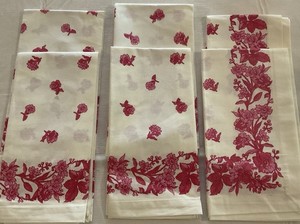 WM SONOMA 6 WHITE PINK DINNER NAPKINS. 100% Cotton NEW