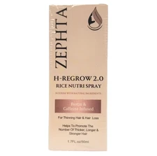 Zephta H-Regrow 2.0  Rice Nutri Spray 1.7 oz for Thinning Hair Biotin Caffeine