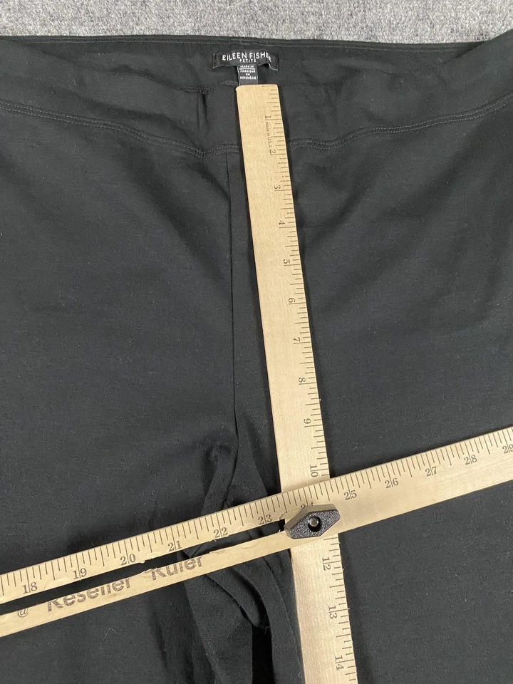Calça Eileen Fisher Feminina Pequena Grande Preta Elástica Algodão Orgânico Tornozelo Fino - Imagem 3 de 4
