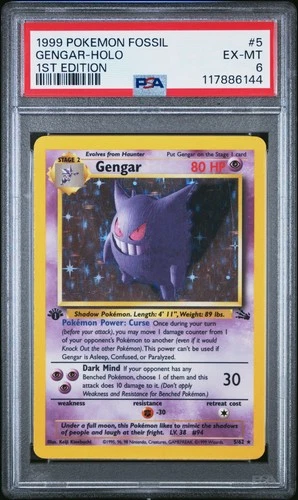 PSA 6 Gengar 5/62 1999 Fossil 1st Edition Holo Rare Pokemon Card