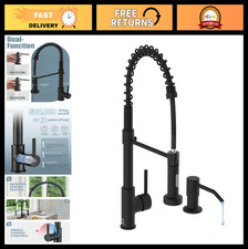 Stylish Black Kitchen Faucet with Soap Dispenser Pull Down Sprayer, RV Sink