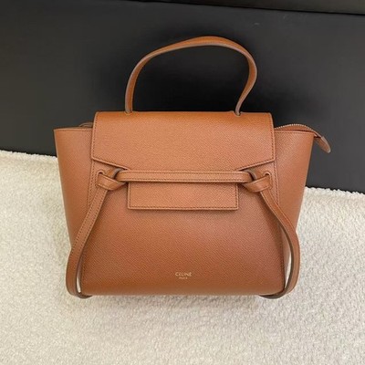 Celine Belt Bag Brown Leather Top Handle Shoulder Bag Authentic