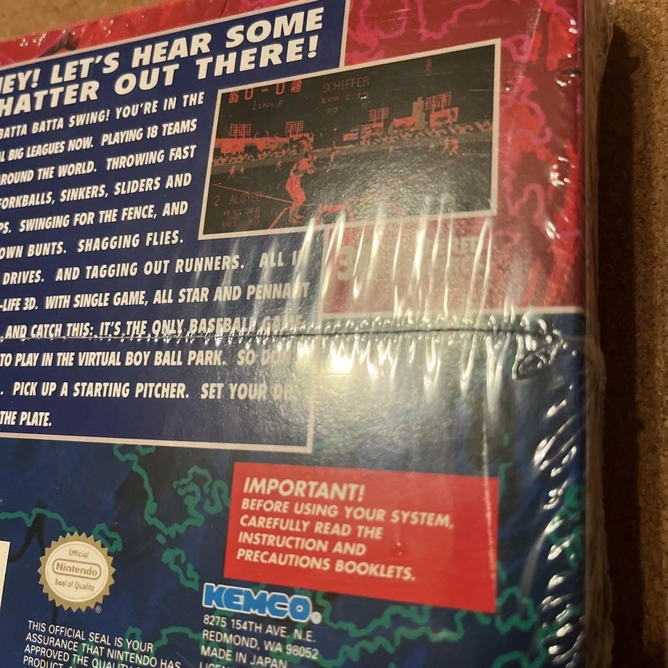 Nintendo Virtual Boy VB Game Virtual League Baseball US Ver KEMCO [Unopened] - Image 3 of 4
