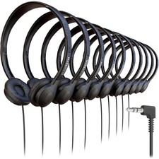 10 Pack Bulk Wired On-Ear Leather Headphones with 3.5mm Connector Black