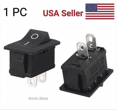 1 PC Black Push Button Mini Switch 6A-10A 250V KCD1-101 2Pin Snap-in On/Off Pin