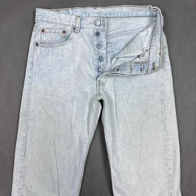 Vintage Levis 501 Jeans Men 30x32 Bleached 90s Made USA Pant Repaired (Tag32x34)