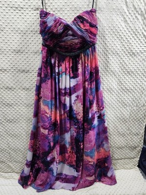 Calvin Klein multicolor print forma maxi dress strapless size 10 (1108)