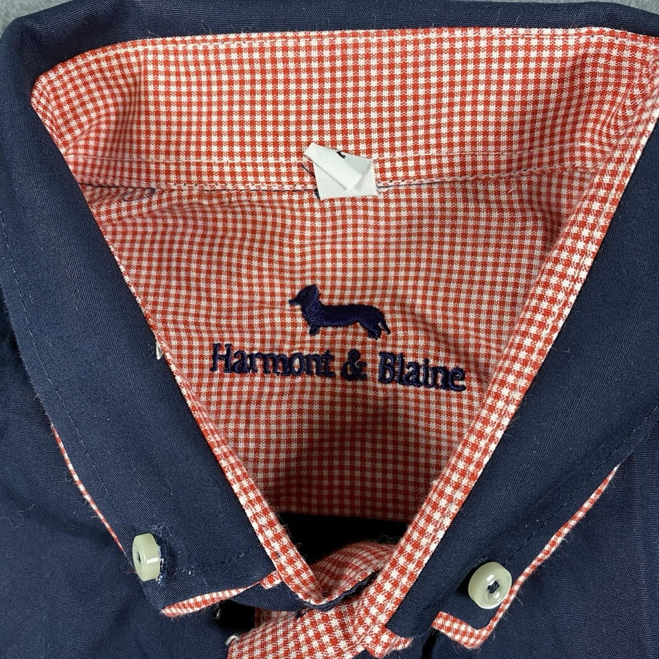 Harmont & Blaine Long Sleeve Button Down Shirt Men's Size Large Blue Preppy - Image 4 of 4