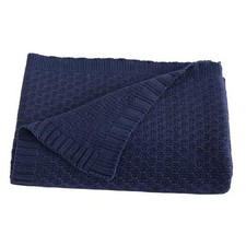 Cable Knit Cooling Toddler Blanket, Toddler 30x40 Inch  Pack of 1 Navy Blue