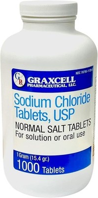 Sodium Chloride Tablets 1gm | Electrolyte Salt Pills 1000 Count (Pack of 1) 