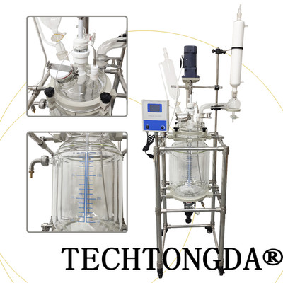 110V Jacketed Glass Reaction Vessel Professional Lab 20L Jacketed Glass Reactor