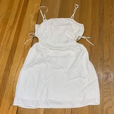 Aerie Women White Linen Blend Cutout Side Tie Mini Dress Summer Size Small S P