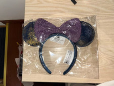 Disney- Parks Purple Cinderella Castle Fireworks Deep Blue Minnie Ears Headband