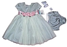 Little Me 24M Silver Pink Rose Glitter Tulle Dress 3pc Party Easter Set NWT 50