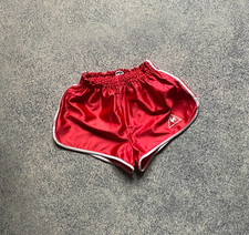 Vintage Le Coq Sportif 70s Running Nylon Shorts Sprinter Red Womens SZ XS-S 36