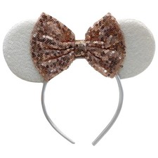 Mouse Ears Headbands White Shiny Bows Mouse Ears Glitter Party Mice Hairband