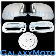 99-06 GMC Sierra Chrome ABS Mirror+2 Door Handle with PSG Keyhole+Gas Tank Cover