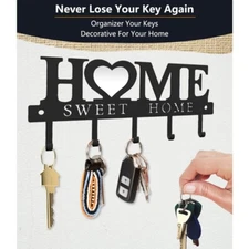 Wall Mounted Key Holder with 10 Hooks - Metal Key Hanger - Space Saving for Home