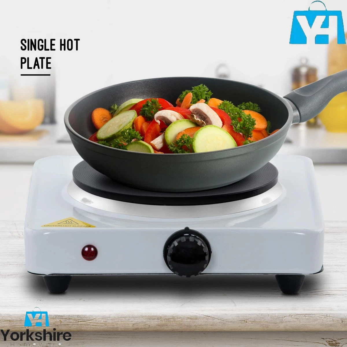 1000W ELECTRIC HOT PLATE PORTABLE KITCHEN TABLE TOP COOKER STOVE SINGLE  RING SQ