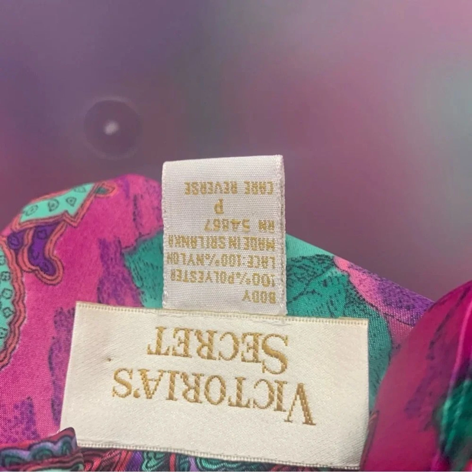 UNDERCOVER Abito slip Victoria’s Secret etichetta oro viola pizzo stampa floreale petite