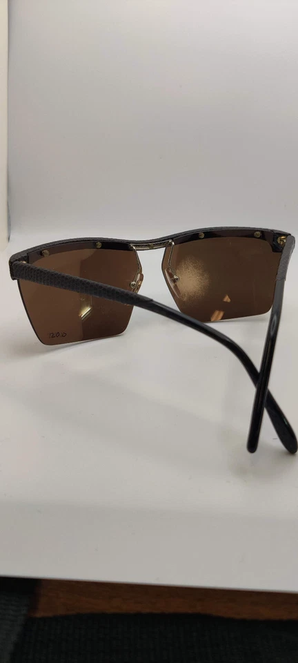 ВИНТАЖНЫЕ очки змеиная кожа искусственные черные и хромированные A 12510 редкие - Изображение 3 из 4