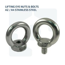 M6 LIFTING EYE BOLTS DIN 580 & EYE NUTS DIN 582 A2 / A4 STAINLESS STEEL UK
