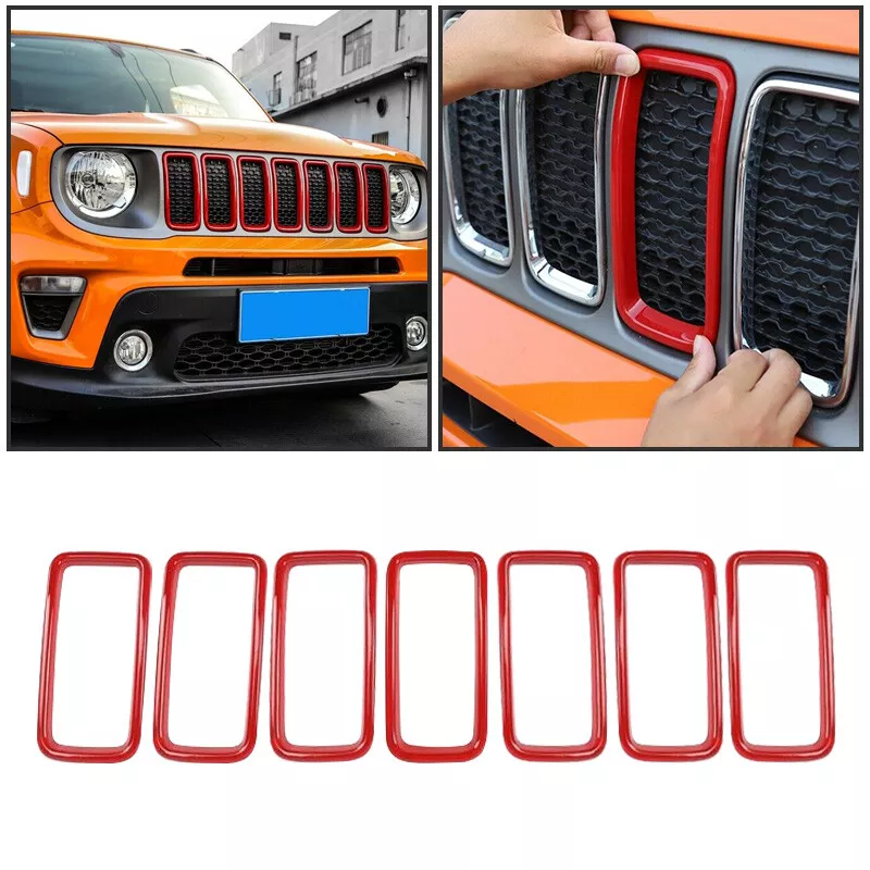 7stk Rot Vorne Gitter Grille Blenden Rahmen für Jeep Renegade 2019 2020