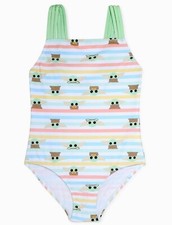 Sz 4-12 Disney Baby Yoda Swimsuit Swim One Piece Mandalorian Star War Girls NEW