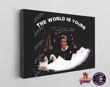 Scarface World Is Yours Al Pacino My Word Canvas Print Art Home Décor Wall