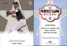 ALDEN SEGUI 2020 LEAF PERFECT GAME NATIONAL SHOWCASE ROOKIE CARD #102