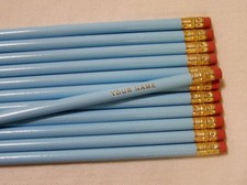 12 "Round "PASTEL BLUE" Personalized Pencils