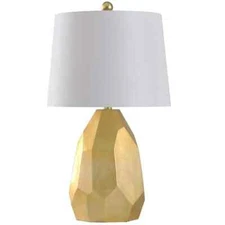 StyleCraft 25" Gold/Silver Table Lamp, Faux Crack Finish, White Fabric Shade