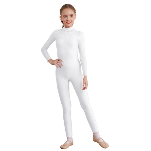 Girls Long Sleeve Full Body Unitard Gymnastics Jumpsuit One Piece Dance Catsuit - Picture 22 of 58