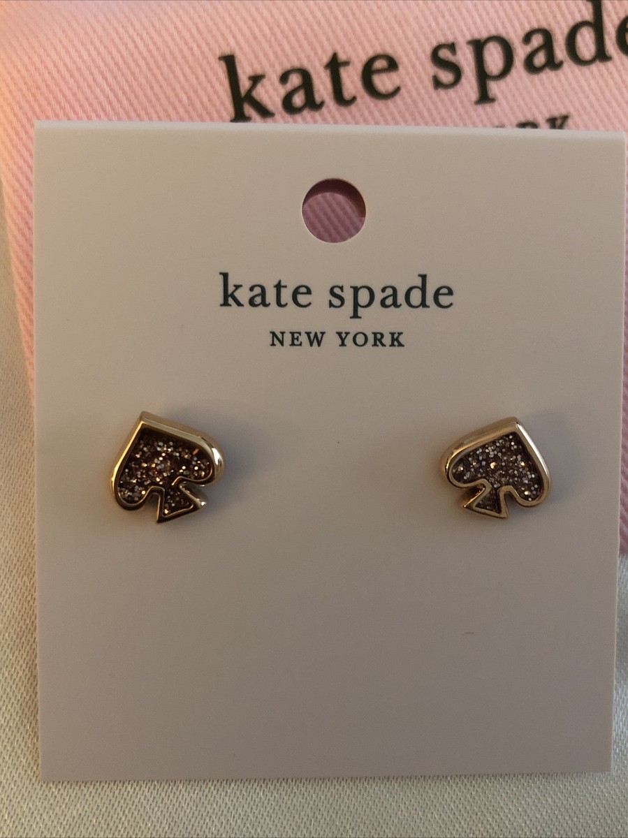 Kate Spade Rose Gold Everyday Spade Enamel Glitter Stud Earrings