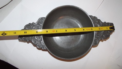 Antique 11" Two-Handled Pewter Porringer N. D Nicola Ducan Saint Michael ACI - Picture 8 of 11