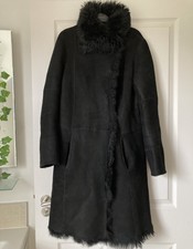Joseph Shearling Coat Toscana Sheepskin Lambskin Suede Black S 10 38