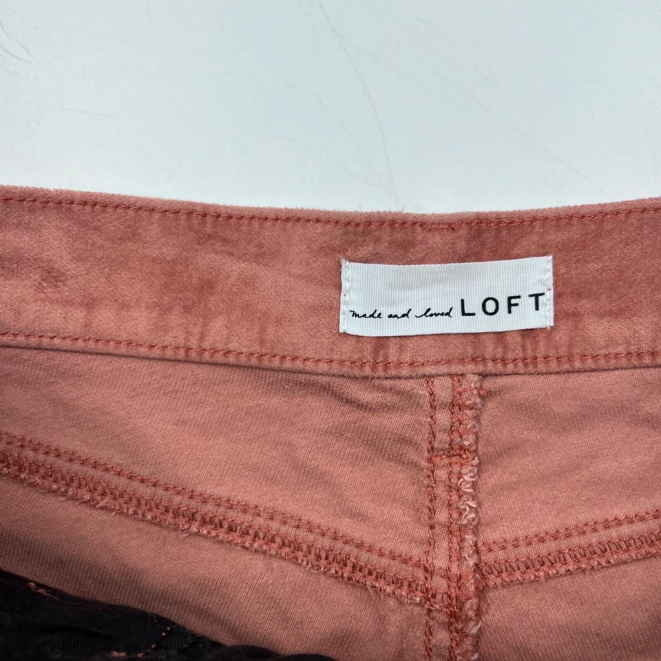 Pantalones de terciopelo Ann Taylor Loft para mujer talla 0 rosa algodón pierna recta Foto 4 de 4