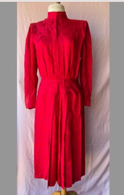 red silk dress ebay Womens Vintage Red Silk Dress